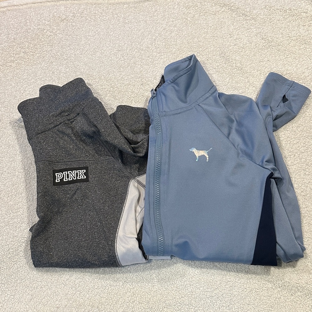 PINK Gray  & Light Blue Zip Jacket Set 2 size small and XS